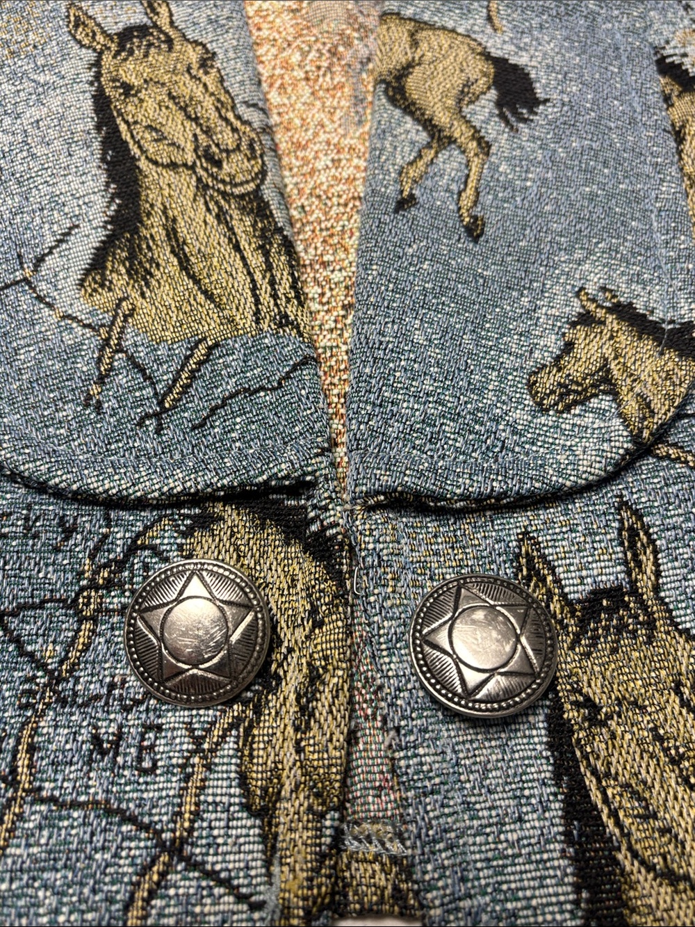 Southwest Canyon Women's Blue Horse Print Vest - Picture 4 of 11